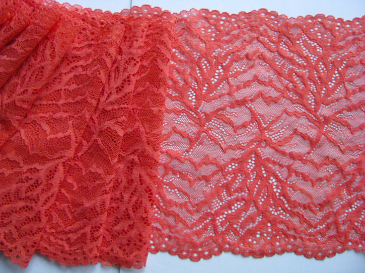 1m elastische XL-Spitze "Dreams in Coral" in koralle Fb0507- 22,5cm