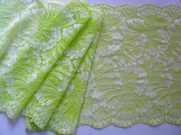 1m elastische XL-Spitze "Fächer/Fan-Lace" in lime/green Fb1145- 23,5cm