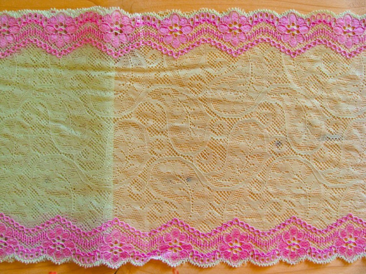 1m elastische Spitze "Flowers of Springtimes II" -16,5cm
