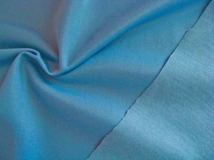 1m Cotton-PES-Wirkware in helio-blau Fb0350 Willy Hermann -  1,32m