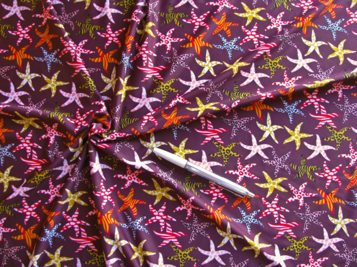 1m bi-elastische Microfaser/Lycra "Colorful Starfish" -1,50m