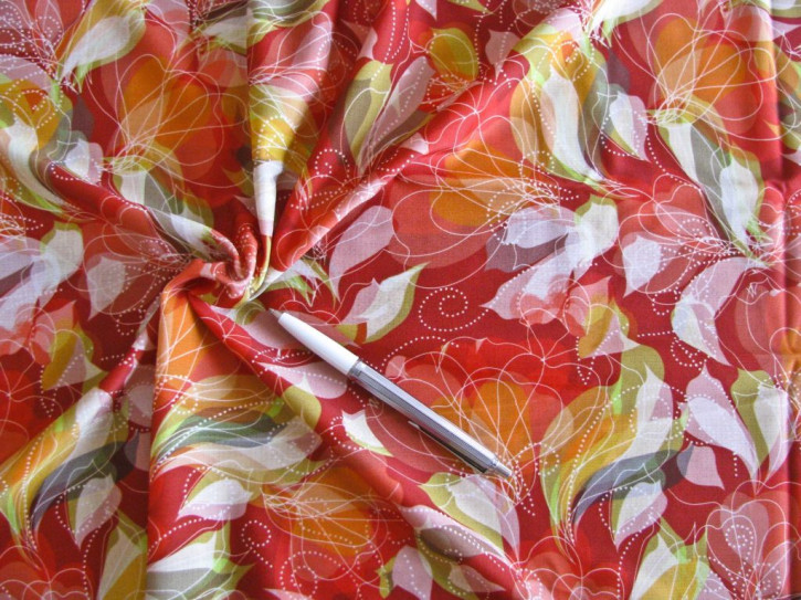 1m bi-elastische Microfaser "Colorful Leaves" -1,50m