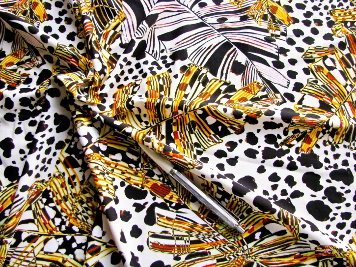 1m bi-elastische Microfaser/Lycra "Palm leaves" - 1,45m