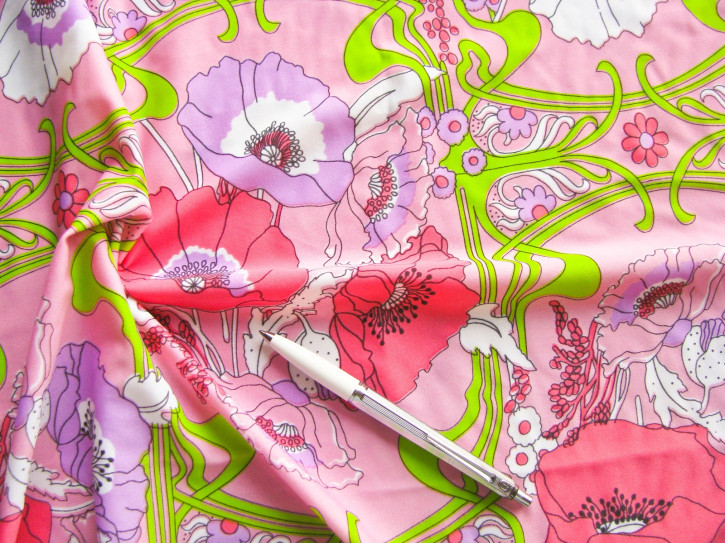 1m bi-elastische Microfaser/Lycra "Poppy field" - 1,45m