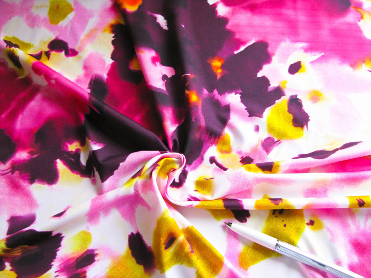 1m bi-elastische Microfaser/Lycra "Pansies in violet" - 1,50m