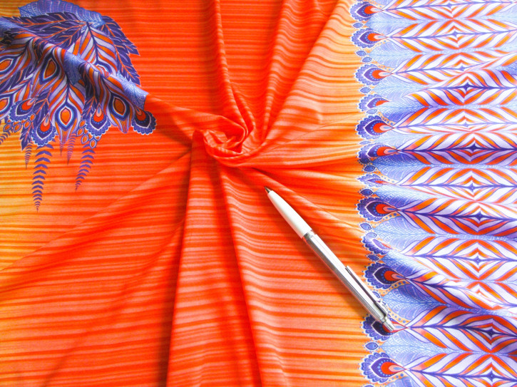 1m bi-elastische Microfaser/Lycra "Peacock fields" - 1,45m