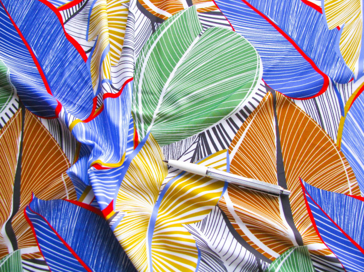 1m bi-elastische Microfaser "Meadow of leaves" - 1,40m