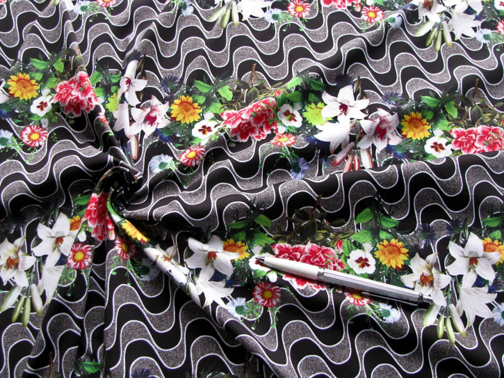 1m bi-elastische Microfaser/Lycra "Spring greetings" - 1,40m