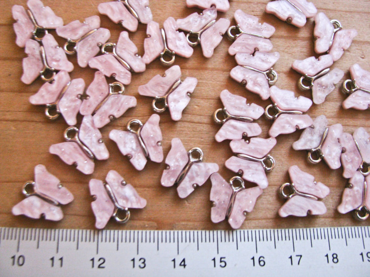 2 Stk. Charmes - Schmetterlinge in rosa/Metall
