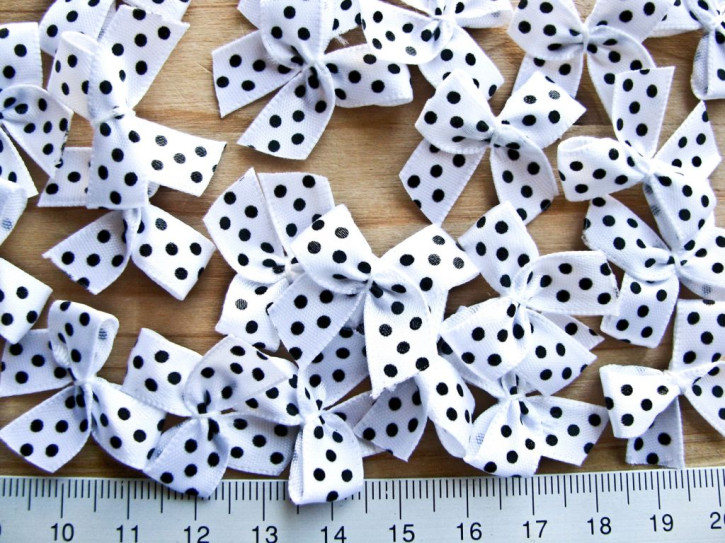 4 Stk. Poka-Dots-Schleifchen in weiß - schwarz