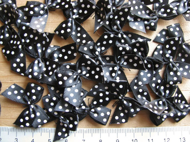 4 Stk. Poka-Dots-Schleifchen in schwarz - weiß