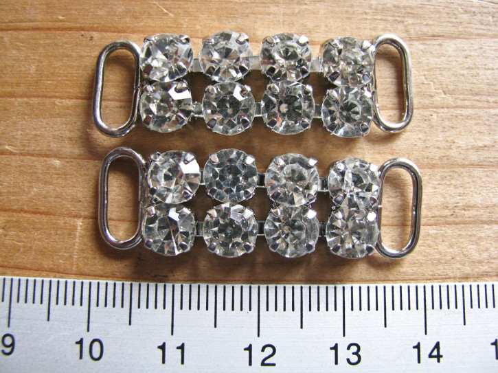 2 Stk. Strassverzierung in silber - Metall