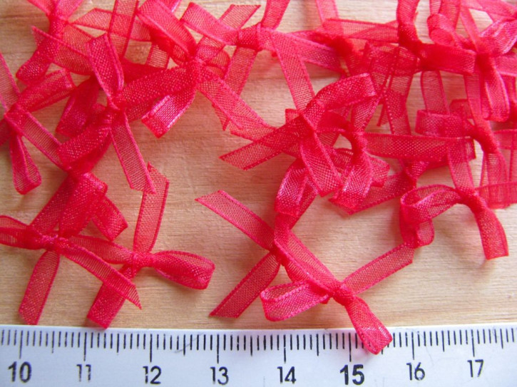 4 Organza-Schleifchen in hellem nelken-rot Fb1300