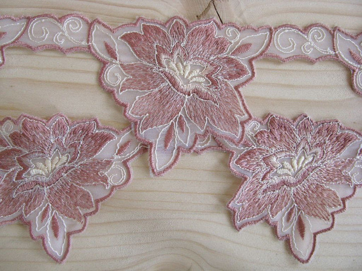 2m gegengleiche Edel-Spitze in rosenholz/creme - 8cm 