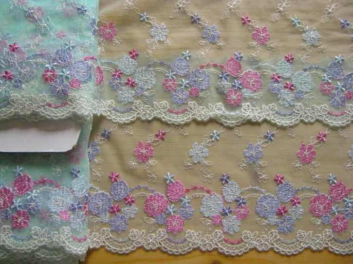 2m gegengleiche Dessous-Spitze "Isabell" bestickt -19cm / Stickbreite 14,5cm