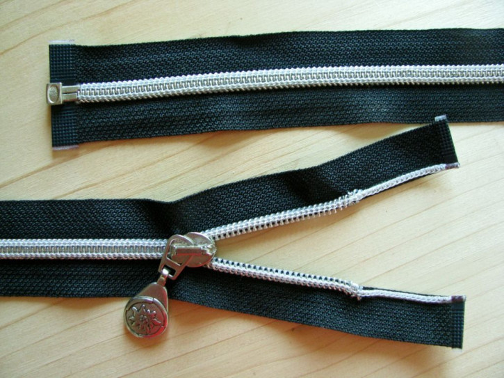 1 Stk Jacken-Reißverschluss teilbar in schwarz - 74cm