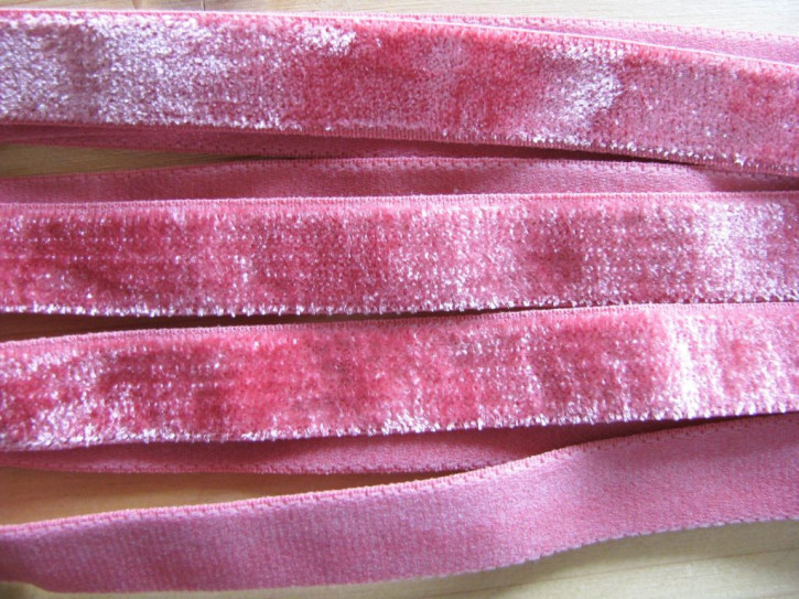 6m Samtband elastisch in altrosa/rosè Fb0867 - 15mm