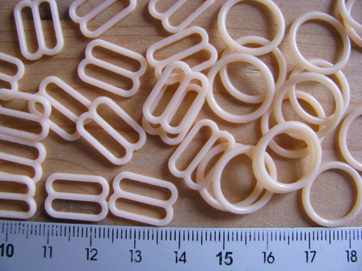 4 Schieber und 4 Ringe in heller hautfarbe/zartes mandarin Fb0134 - 12mm