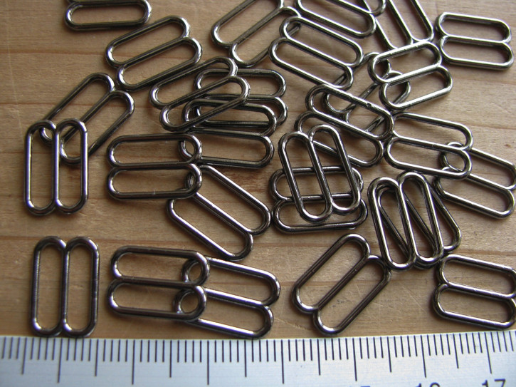 8 Stk Schieber Metall in nickel schwarz - 12mm