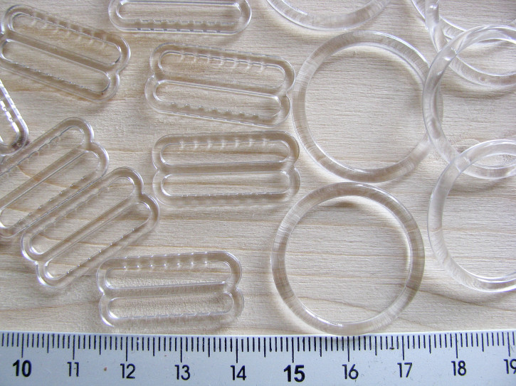 4 Schieber und 4 Ringe klar/transparent - 18mm