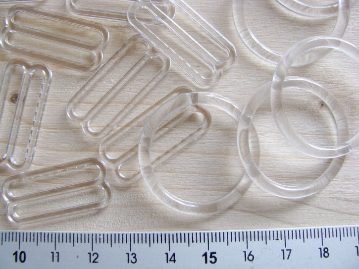 4 Schieber und 4 Ringe klar/transparent - 24mm