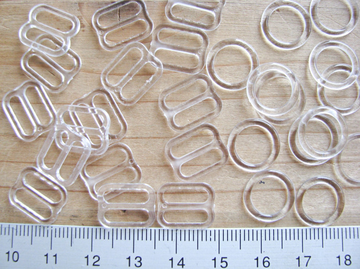 4 Schieber und 4 Ringe in klar/transparent - 10mm