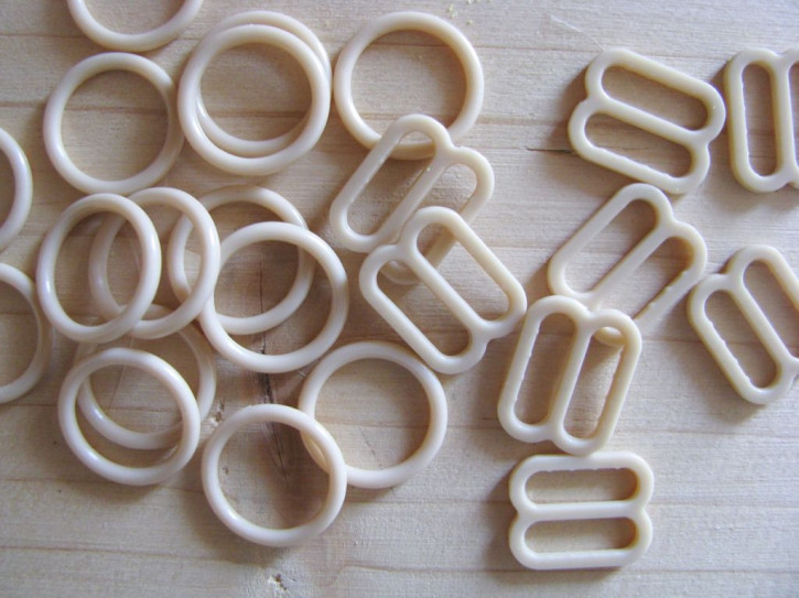4 Schieber und 4 Ringe in hell-beige Fb1222 - 10mm