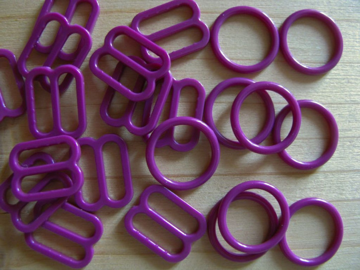 4 Schieber und 4 Ringe in rot-violett Fb0056 - 10mm
