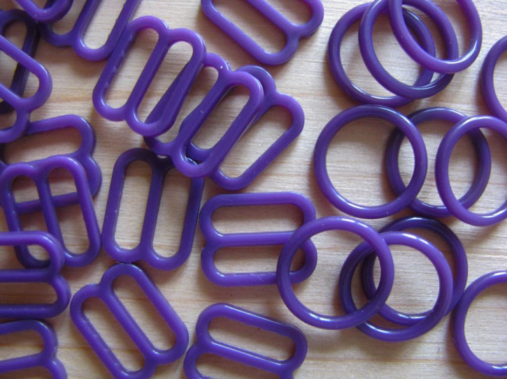 4 Schieber und 4 Ringe in violett Fb0046 - 10mm
