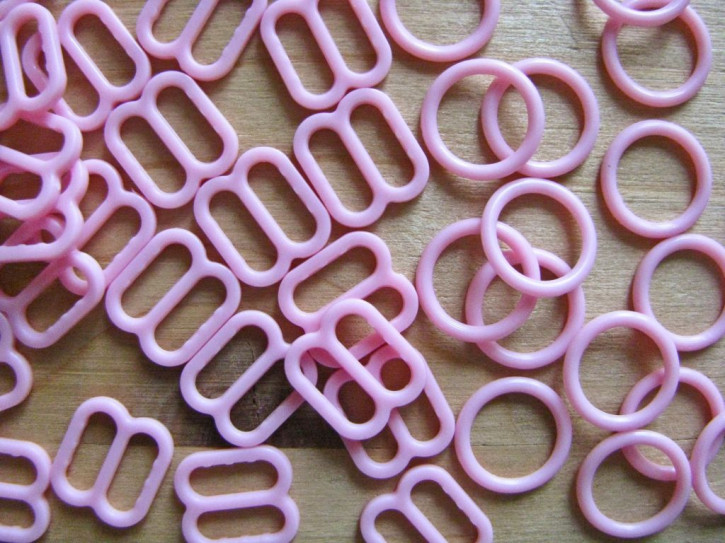 4 Schieber und 4 Ringe in bonbon-rosa Fb0067 - 8mm
