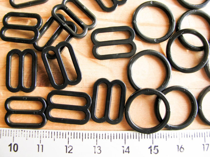 4 Schieber und 4 Ringe in schwarz Fb4000 - 12mm