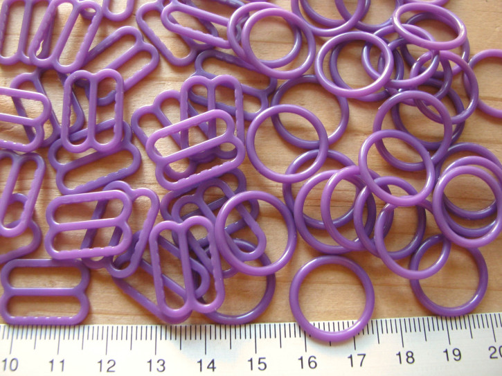 4 Schieber und 4 Ringe in rot-violett Fb0056- 16mm