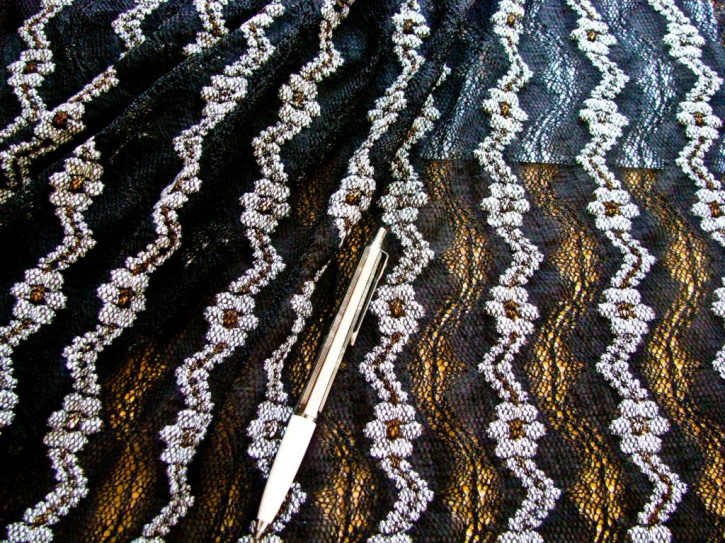 1m bi-elastische All-Over-Spitze in schwarz Fb4000, weiß und beige