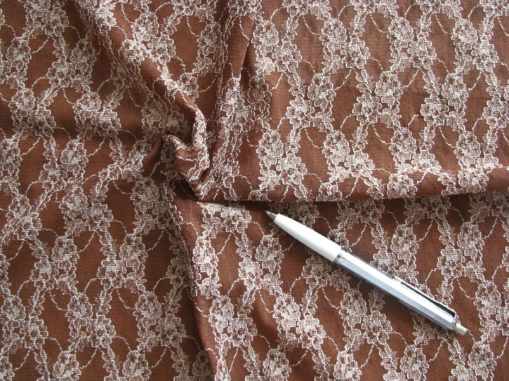 1m bi-elastische All-Over-Spitze "Coffee and Milk" - 1,05m