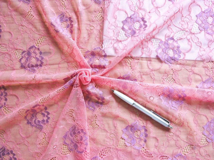 1m elastische All-Over-Spitze in h.flamingo und glänzendem zyklame Fb0103... - 1,60m