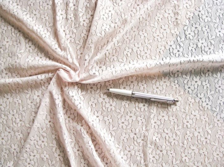 1m bi-elastische All-Over-Spitze in pastell-rosa Fb0082 - 1,35m