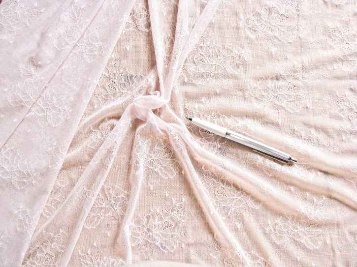 1m bi-elastische All-Over-Spitze in einem Hauch von Rosa Fb0082 - 1,50m