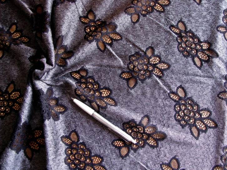 1m elastische All-Over-Spitze in schwarz/perlweiß Fb4000... - 1,45m
