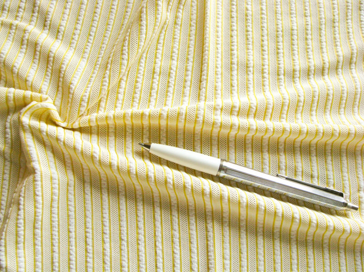 1m bi-elastisches Mischgewebe in zartem hell-gelb/weiß Fb1454... - 1,40m