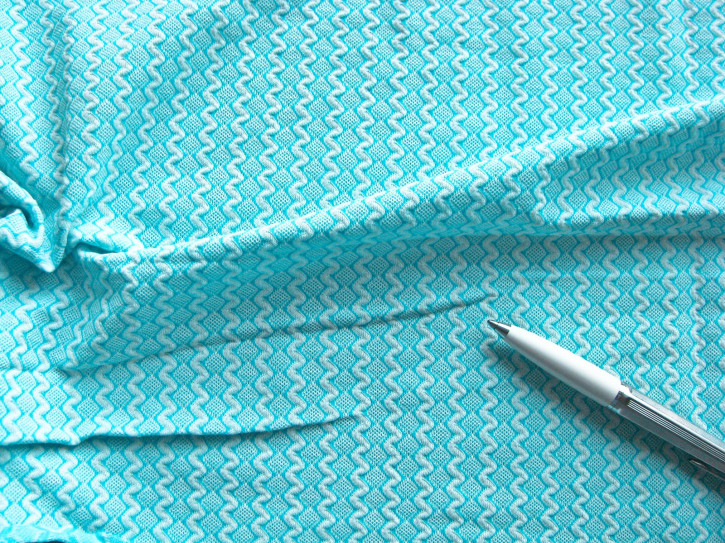 1m bi-elastisches Mischgewebe in pool-türkis/weiß Fb0409... - 1,40m