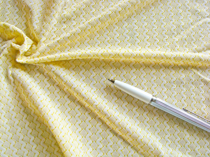 1m bi-elastisches Mischgewebe in zartem hell-gelb/weiß Fb1454... - 1,40m