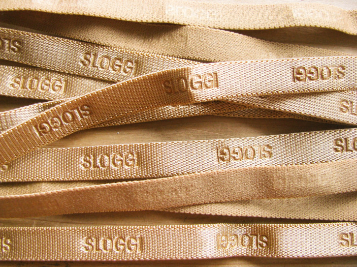 5m Satin-Träger-Gummi "Sloggi" in h.sahara-gold fb0285 - 10mm