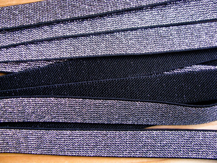 5m Träger-Gummi in schwarz/silber Fb2000 - 20mm 