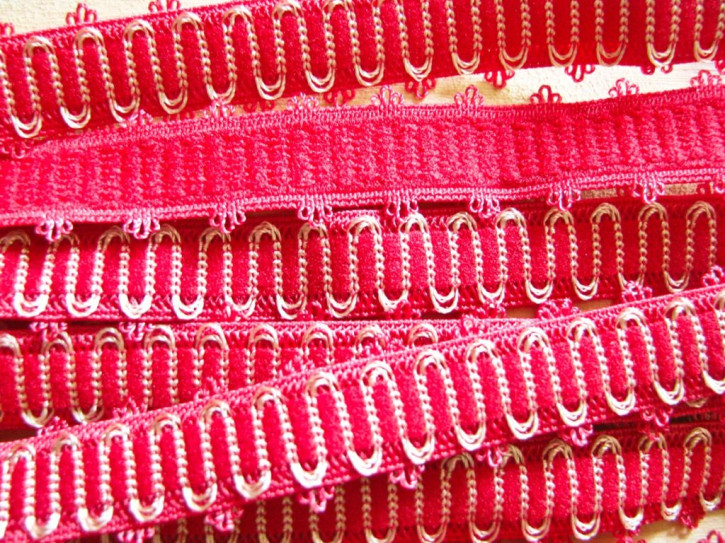 5m Schmuck-Träger-Gummi/Schulterband in beerigem rot Fb0629 - 13mm / inkl. Schlaufen 17mm