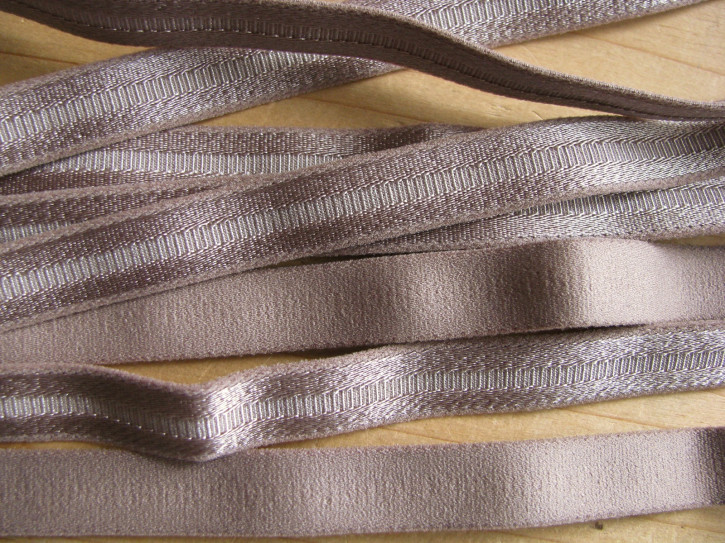 5m Satin-Träger-Gummi in heller taupe Fb1228 -  12mm 