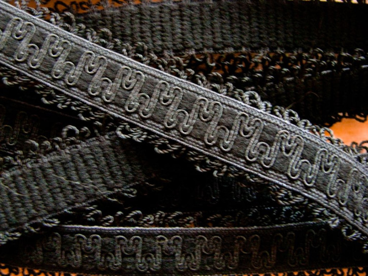 5m Schmuck-Träger-Gummi in schwarz Fb4000 - 10mm / inkl. Schlaufen 20mm 