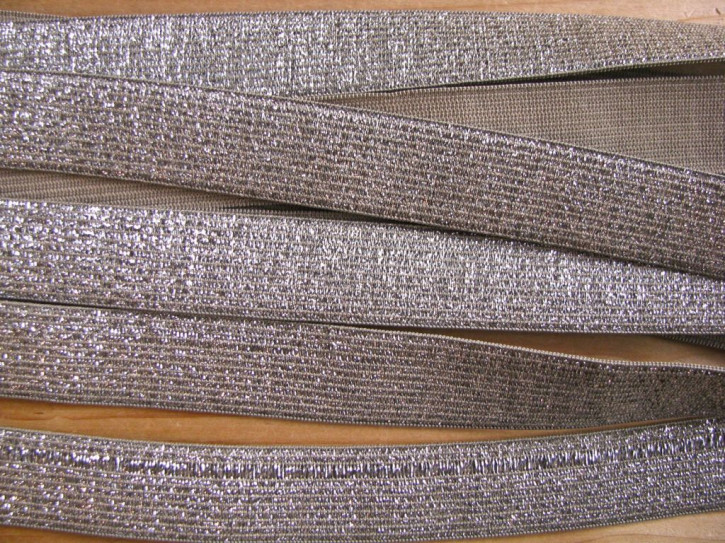 5m Träger-Gummi in kiesel/silber Fb0326 - 20mm 