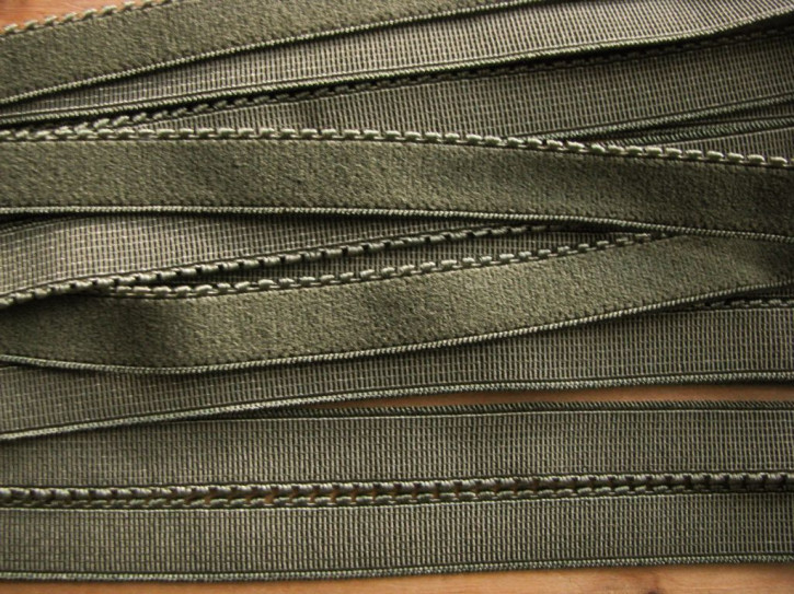 6m Unterbrustgummi in khaki Fb1162 - 12mm inkl. Zackenkante