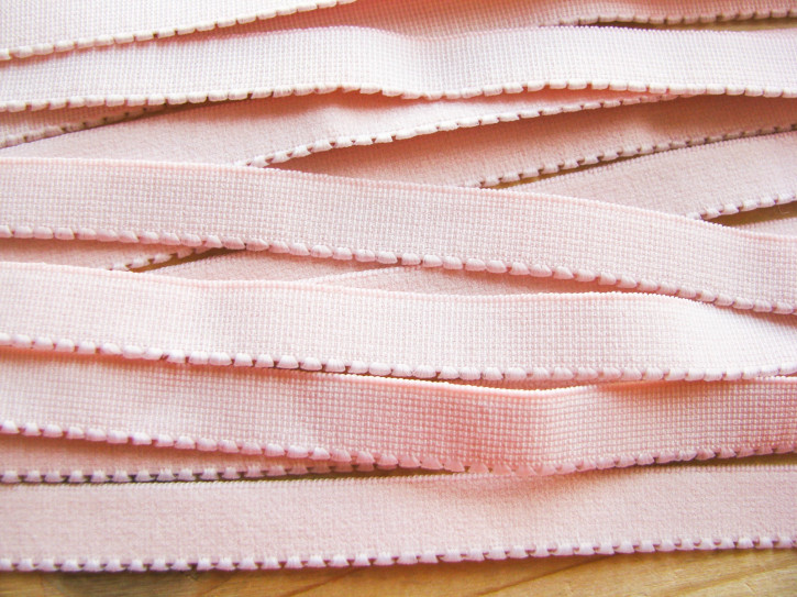 6m Unterbrustgummi in pastell-rosa Fb0082  - 11mm inkl. Zackenkante
