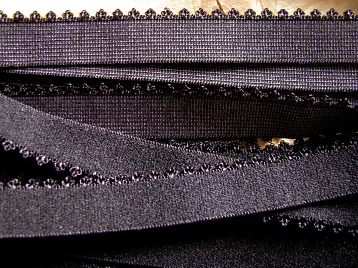 6m Unterbrustgummi in schwarz Fb4000 - 13mm inkl. Schmuckkante